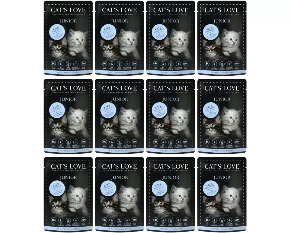 Cat's Love Nassfutter Junior Kalb, 12 x 85 g