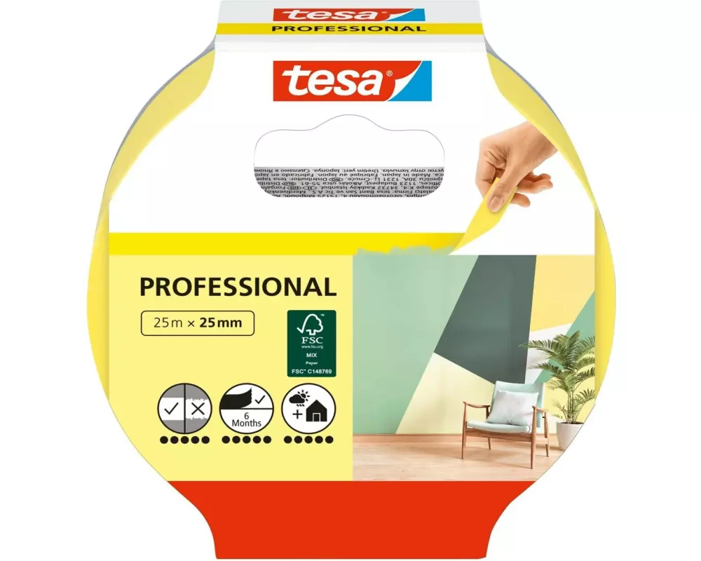 tesa Malerband Malerkrepp Professional 25m x 25 mm