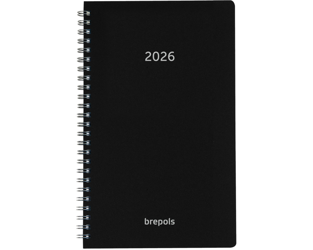 BREPOLS Agenda Breform Polypro 2026 0.516.4910 1T/1S schwarz 10.5x17cm
