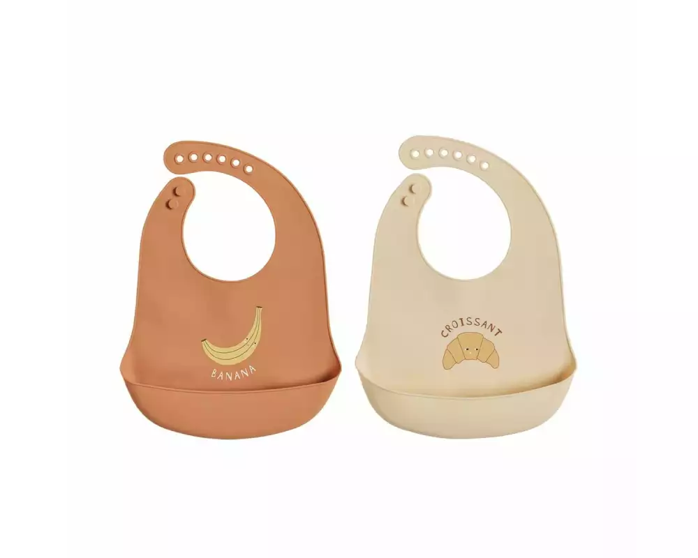 OYOY Lätzchen Yummy 27 x 19 cm, 2-teilig, Beige/Caramel