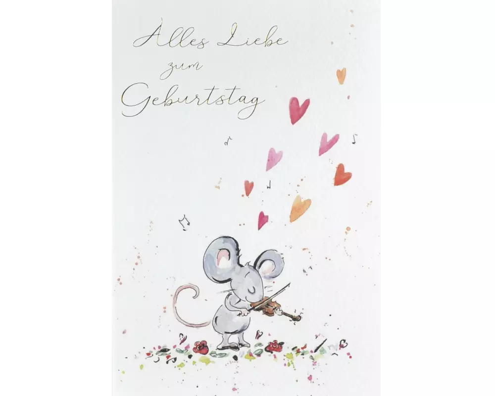 ABC Geburtstagskarte B6 Maus mit Geige
