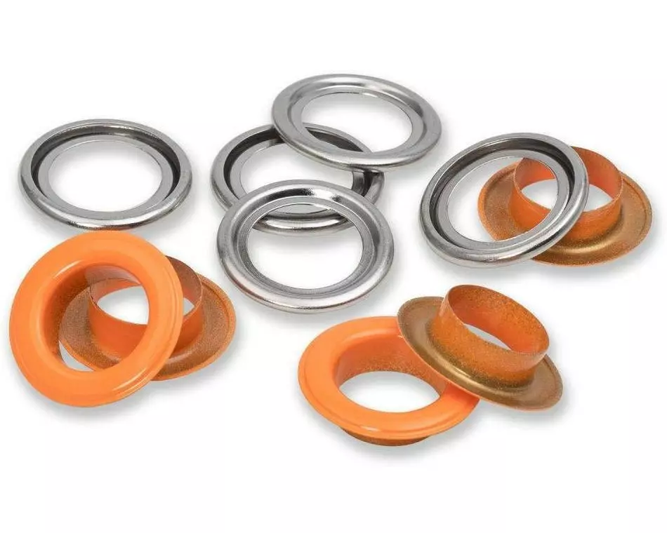 Prym Ösen mit Scheiben 15 Stück, Orange-Silber