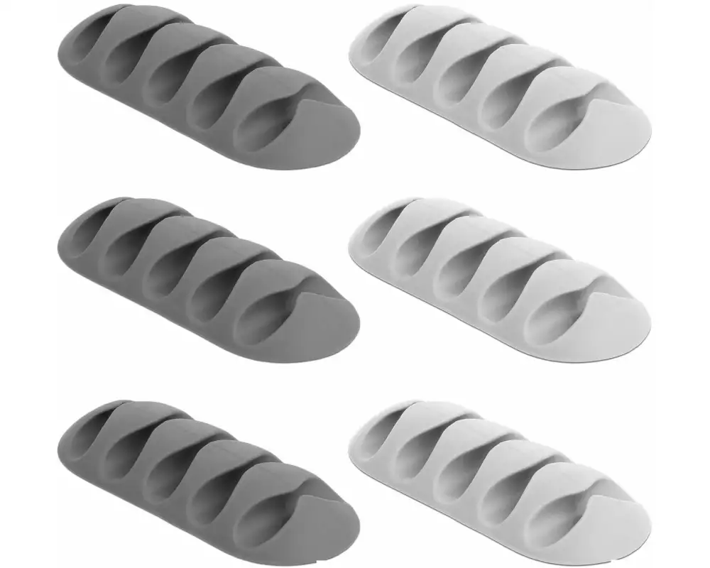 Delock Kabelhalter 2x3 Stück, weiss, grau, 5 Durchführungen 6 Stück