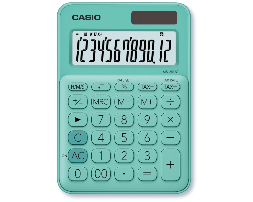 CASIO Mini Taschenrechner MS-20UC-GN-S 12-stellig grün