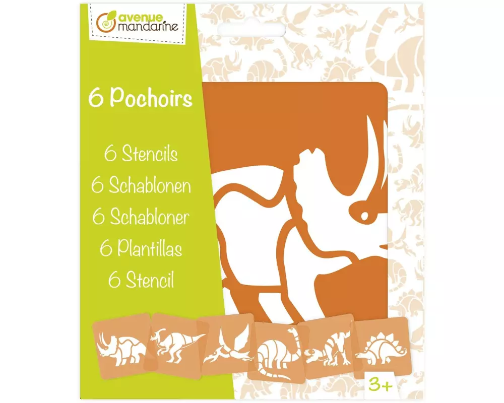 Avenue Mandarine Schablone 15 x 15 cm, Dinosaurier