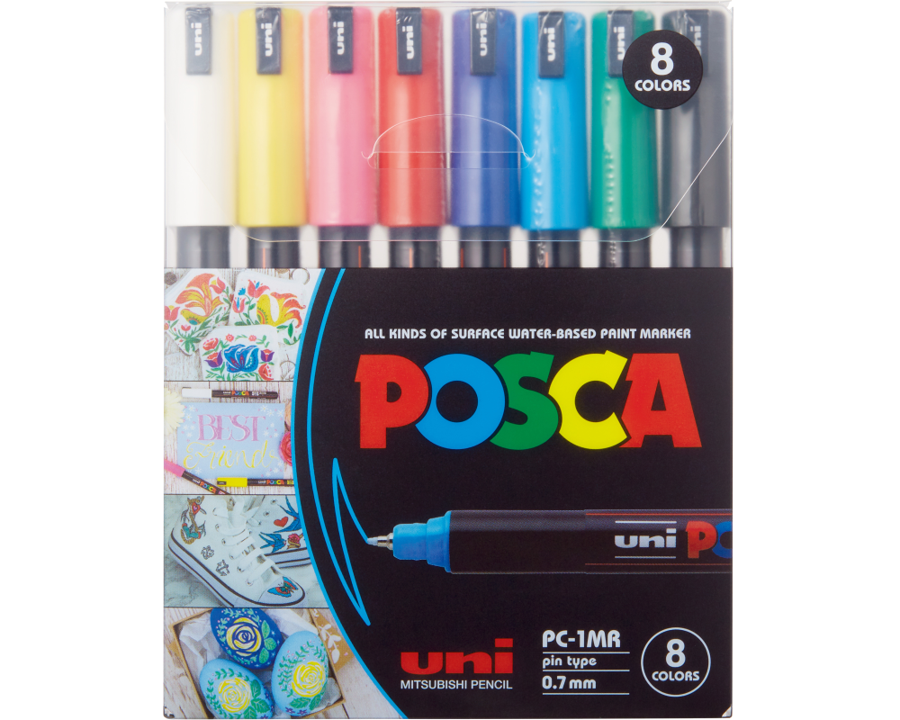 UNI-BALL Fineliner Posca 0.7mm PC-1MR 8C 8 Farben ass.