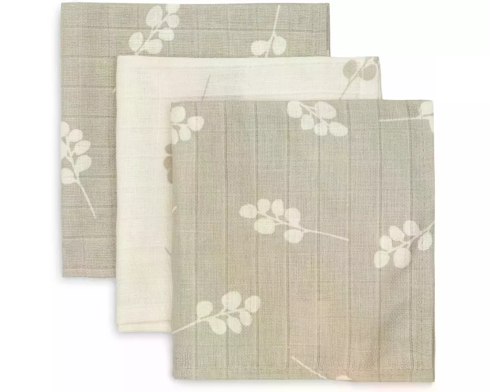 Jollein Mulltuch Nuscheli 3er Set Twig Olive Green 31 x 31 cm