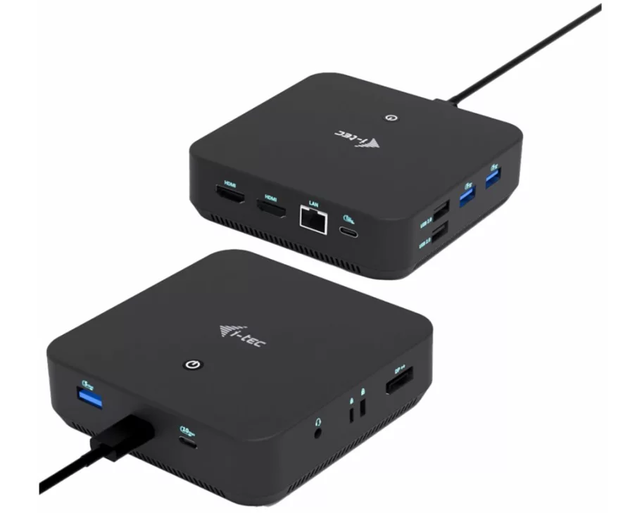 i-tec USB-C DS 2 x HDMI, 1x DP 1x GLAN, 1x USB-C 3.2, 3x USB-A 3.2, 2x USB 2.0, 1x 3.5mm Audio/Mic, 1x 100W USB-C Power Delivery