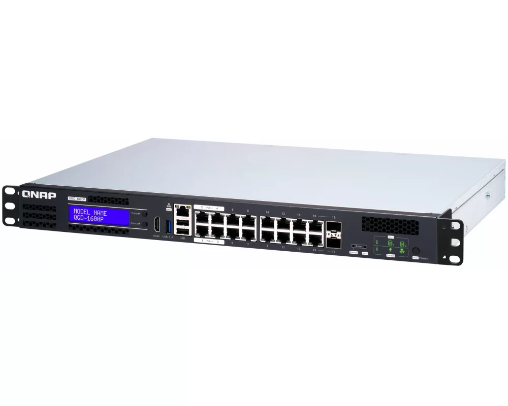 QNAP QGD-1600P-8G QGD-1600P 16x 1GbE PoE ports with 2x RJ45 and SFP+ combo ports