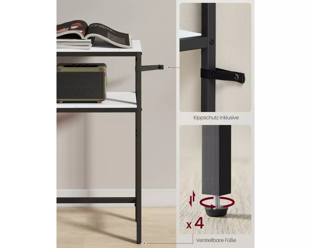 VASAGLE Konsolentisch 80 x 80 cm, Weiss/Schwarz