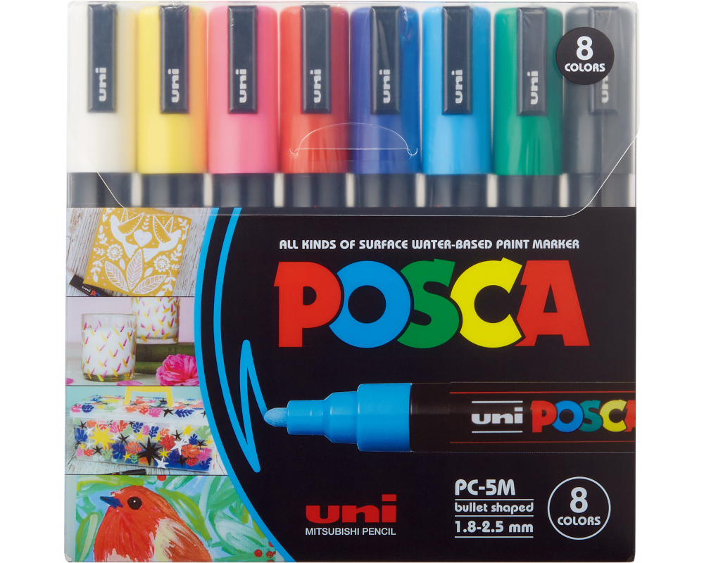 UNI-BALL Marker Posca 1.8-2.5mm PC-5M 8C 8 Farben ass.
