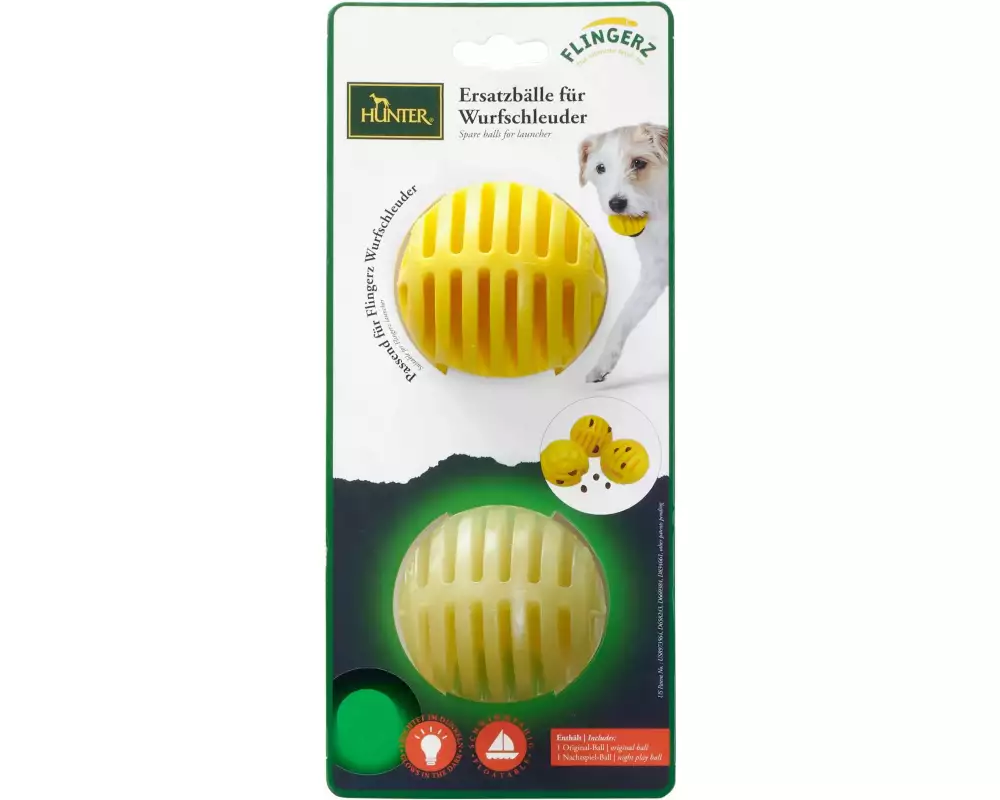Hunter Hunde-Spielzeug Flingerz Ersatzballset, Orange/Gelb