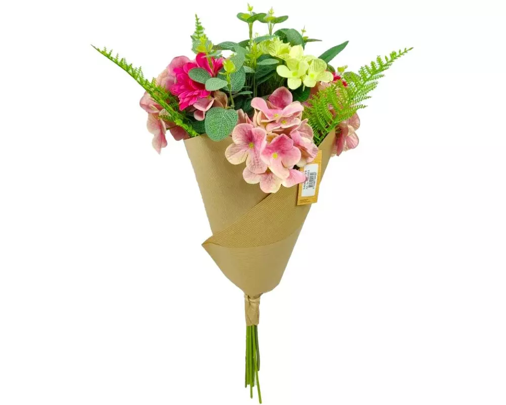 CHALET Blumenstrauss im Papier 63 cm, Grün/Rosa