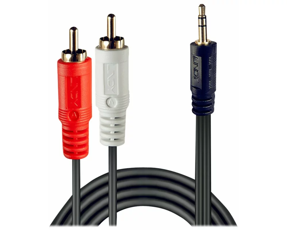 LINDY Premium Line Audio Cable, Stereo, 2xRCA-3.5mm M-M, 10m