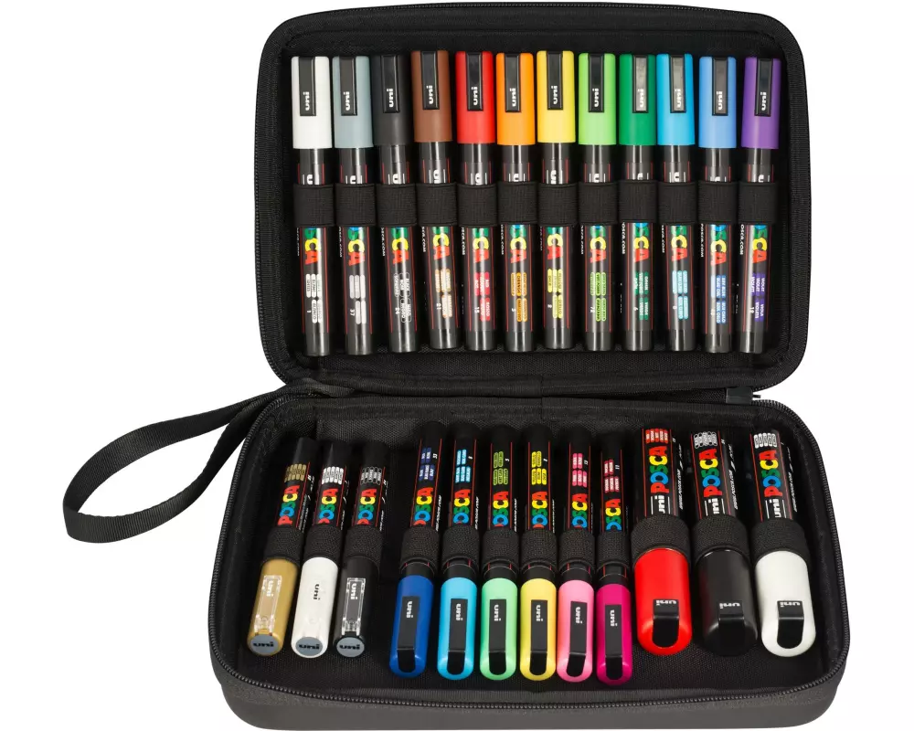 Uni Permanent-Marker Uni POSCA 24er Etui assortiert