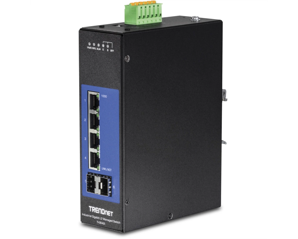 TRENDnet TI-G642i DIN-Rail Switch 6-Port Industrial Gigabit L2
