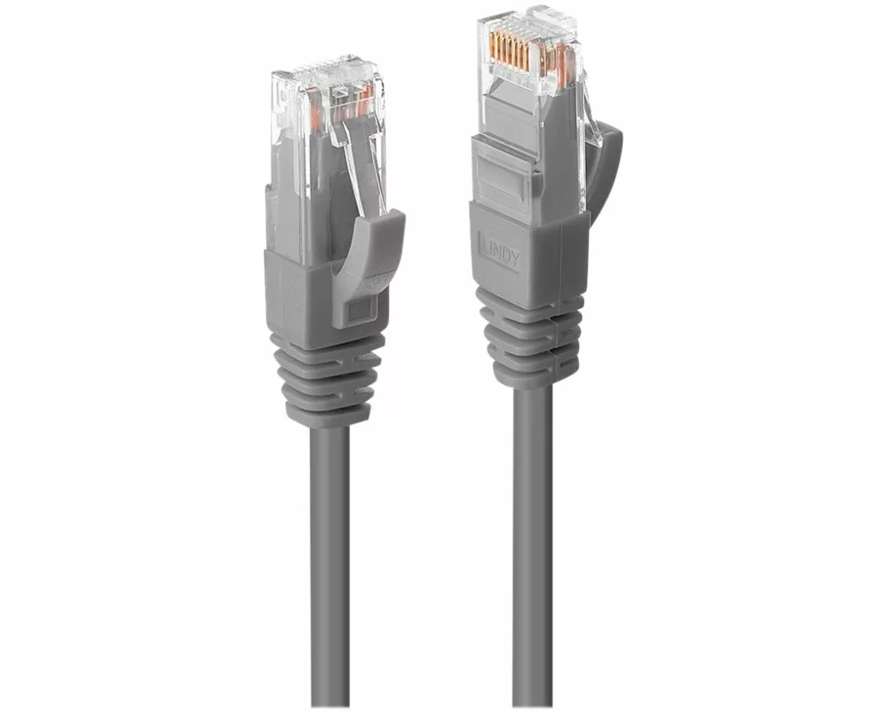 LINDY Patch Cable, Cat6, UTP, RJ45-RJ45, 5m, grey, LSOH, including Testprotocol