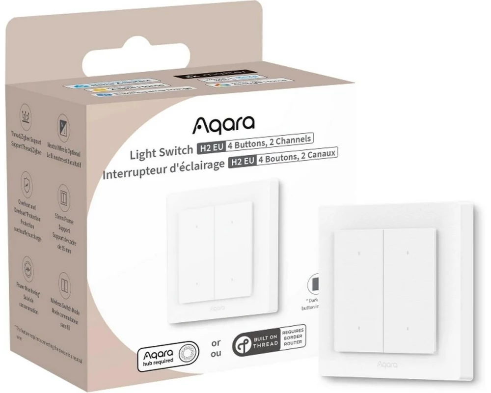 Aqara Lichtschalter H2 EU (4 Tasten, 2 Kanäle) Weiss