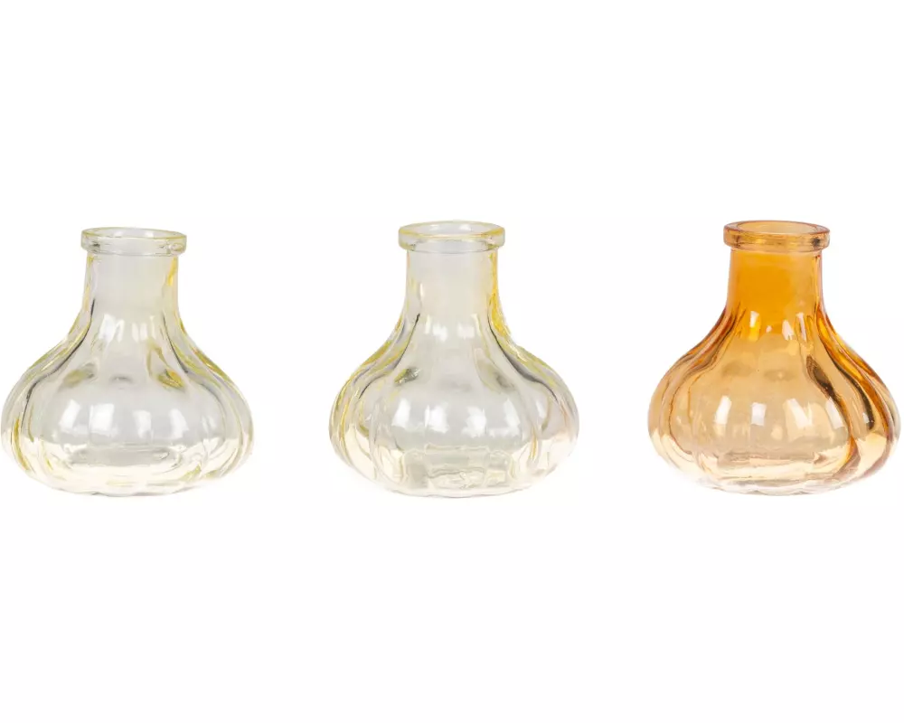 CHALET Vasen-Set Stripes 3 Stück, 7 cm, Gelb