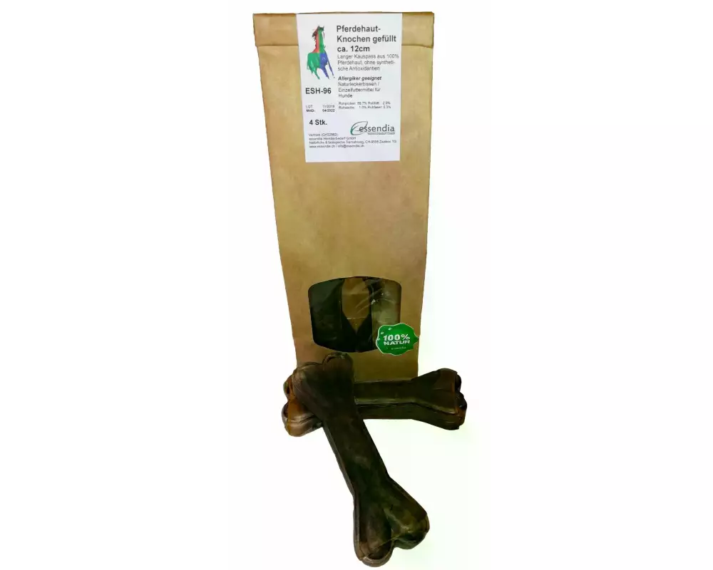 essendia Kausnack Pferdehautknochen gefüllt, 12 cm, 4 Stück