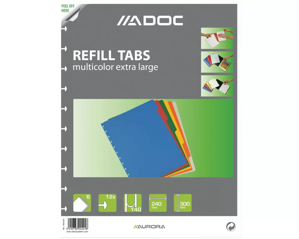 Adoc Notizheft Ersatz-Register A4, 6-farbig