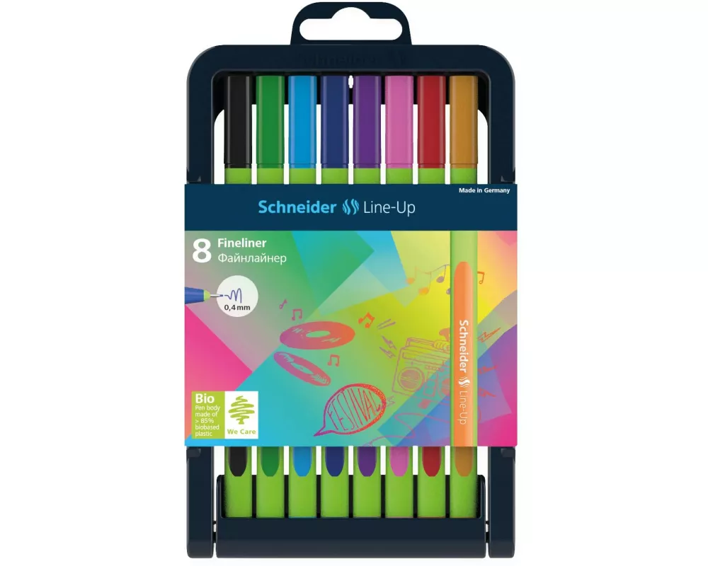 Schneider Fineliner Line-Up 0.4 mm, Mehrfarbig, 8 Stück