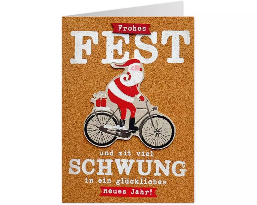 Sheepworld Weihnachtskarte Kork Fahrrad 11 x 16 cm