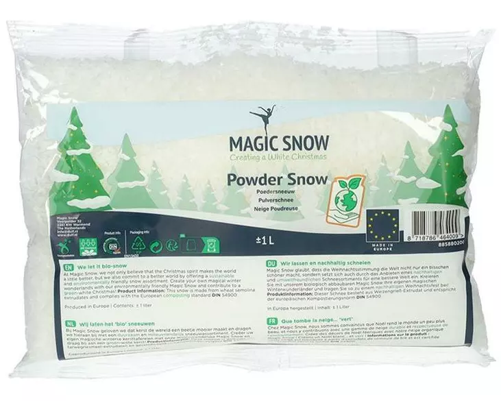 Dameco Weihnachtsdeko Bio Schneepulver im Beutel,1 Liter