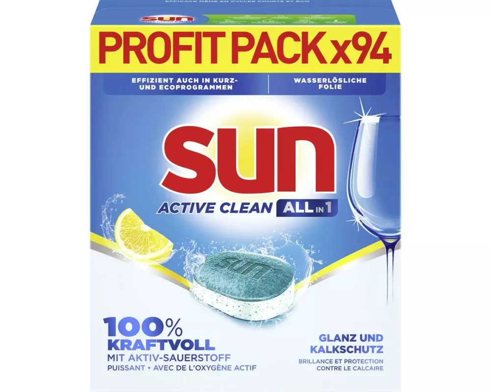SUN Maschinenspülmittel All-in-1 Active Clean Lemon 94 Tabs
