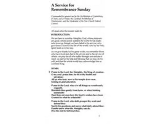 Service for Remembrance Sunday, A