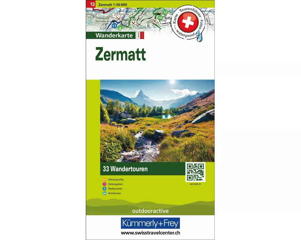 Kümmerly+Frey Wandertourenkarte 13 Zermatt 1:50.000
