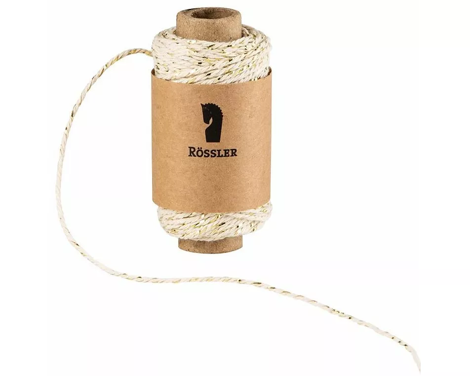 Lurex Baumwollkordel, ivory/gold, 20 m