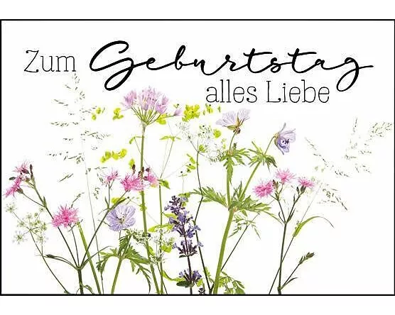 Doppelkarte. Zum Geburtstag (Blüten)