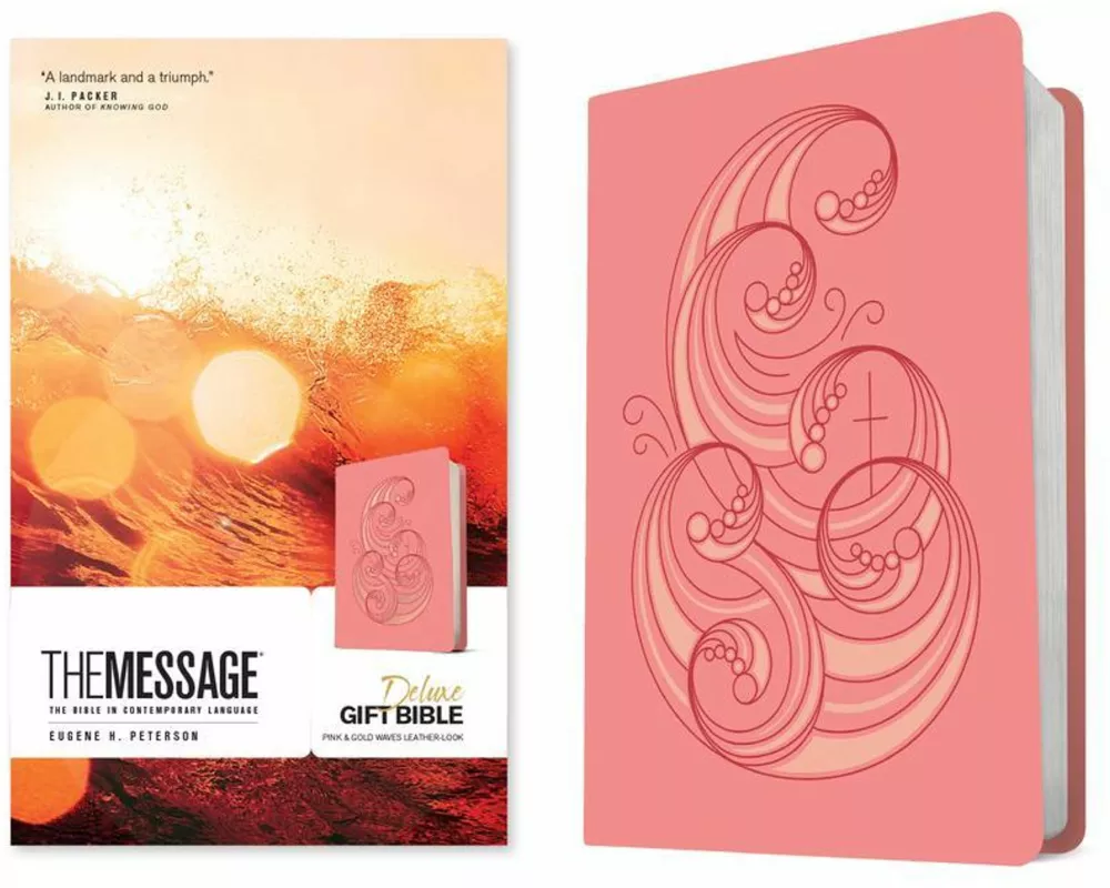 The Message Deluxe Gift Bible (Leather-Look, Pink and Gold Waves)