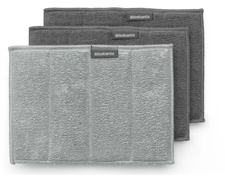 Brabantia Mikrofaser-Reinigungstuch 3 Stück, Hellgrau/Grau/Dunkelgrau