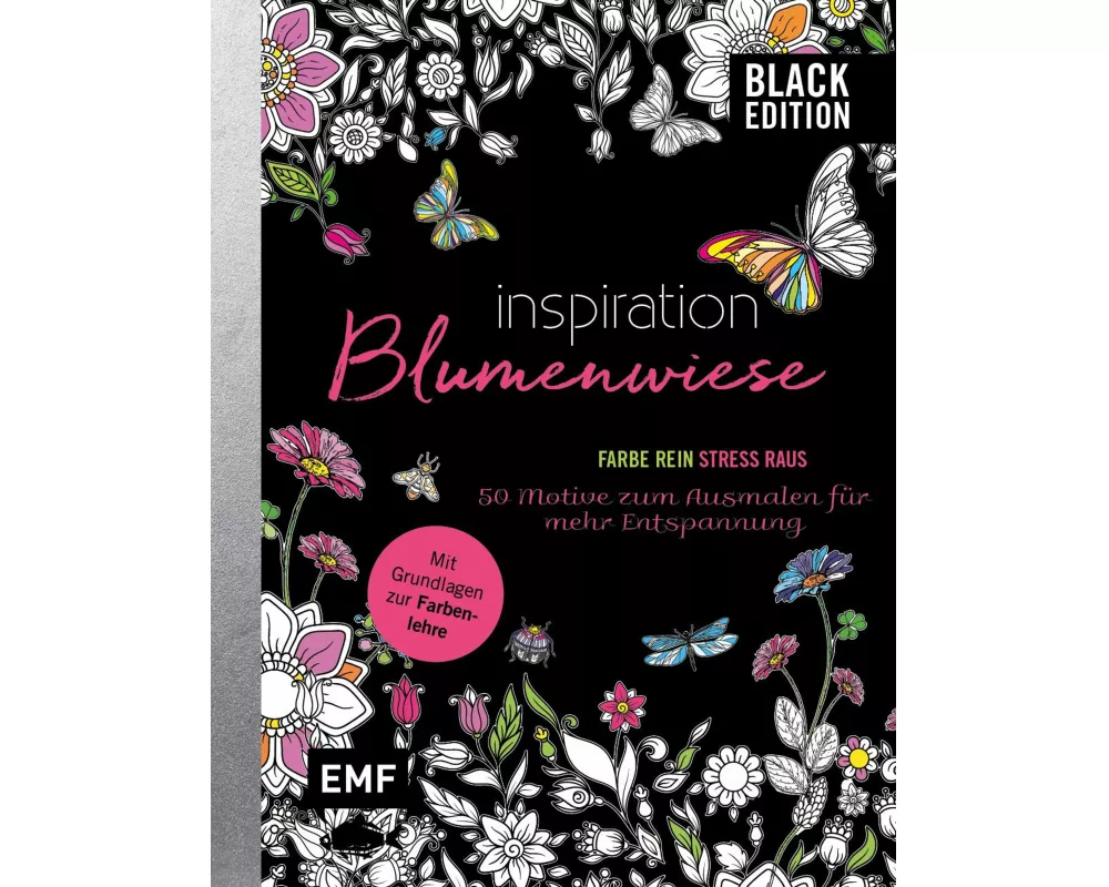 Black Edition: Blumenwiese – 50 Motive zum Ausmalen für mehr Entspannung