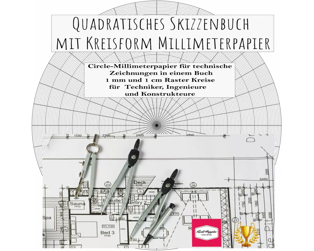 Quadratisches Skizzenbuch mit Kreisform Millimeterpapier