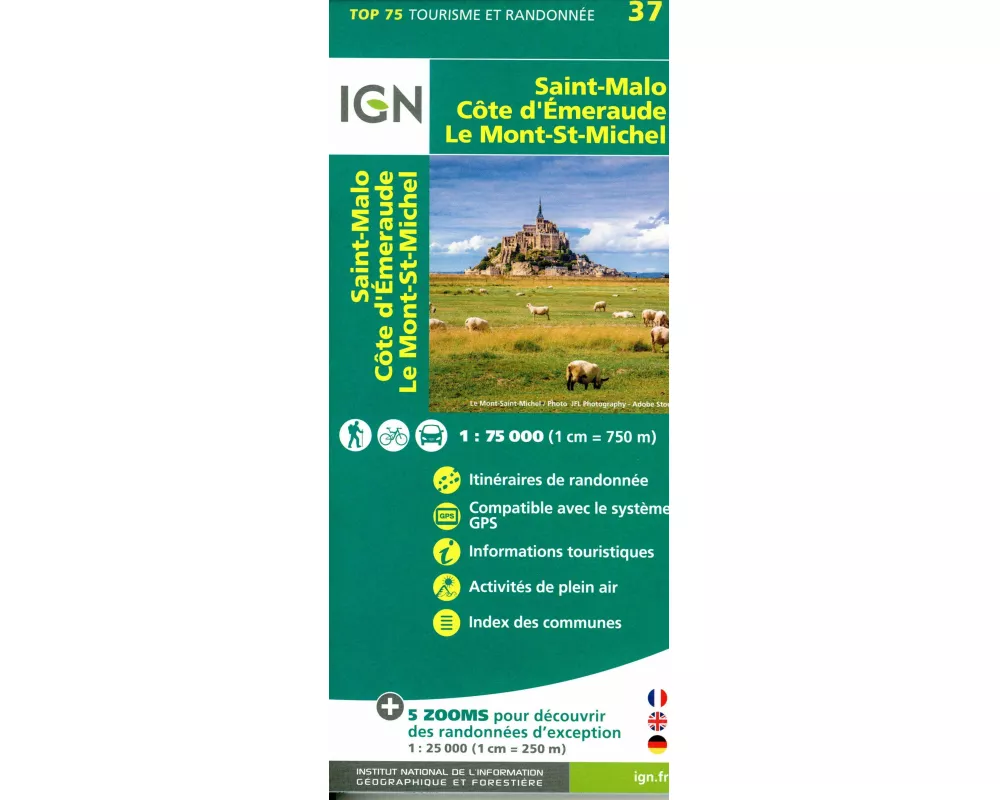 Saint Malo Côte d'Emeraude Mont St. Michel 1:75 000