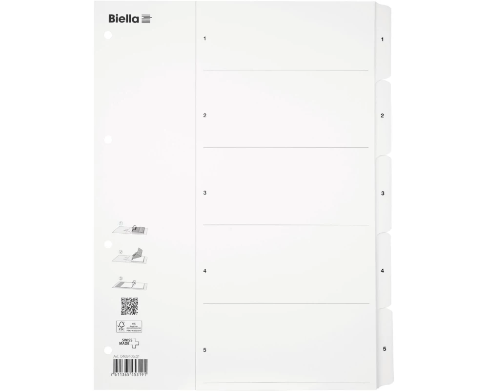 Biella Register A4 1 - 5 Karton Weiss