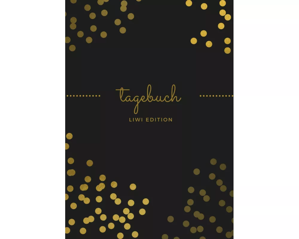 Tagebuch schön A5 liniert - 100 Seiten 90g/m² - Soft Cover goldene Punkte schwarz - FSC Papier