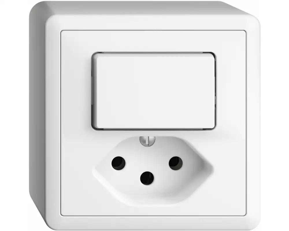 Feller EDIZIOdue Kleinkombi AP mit Druckschalter und Steckdose