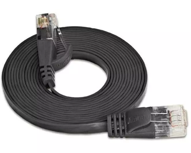 SLIM Slimpatchkabel RJ-45 - RJ-45, Cat 6, UTP, 5 m, Schwarz