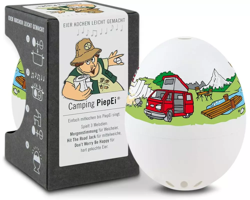 PiepEi Küchentimer Singende Eieruhr Camping, Weiss / Grün