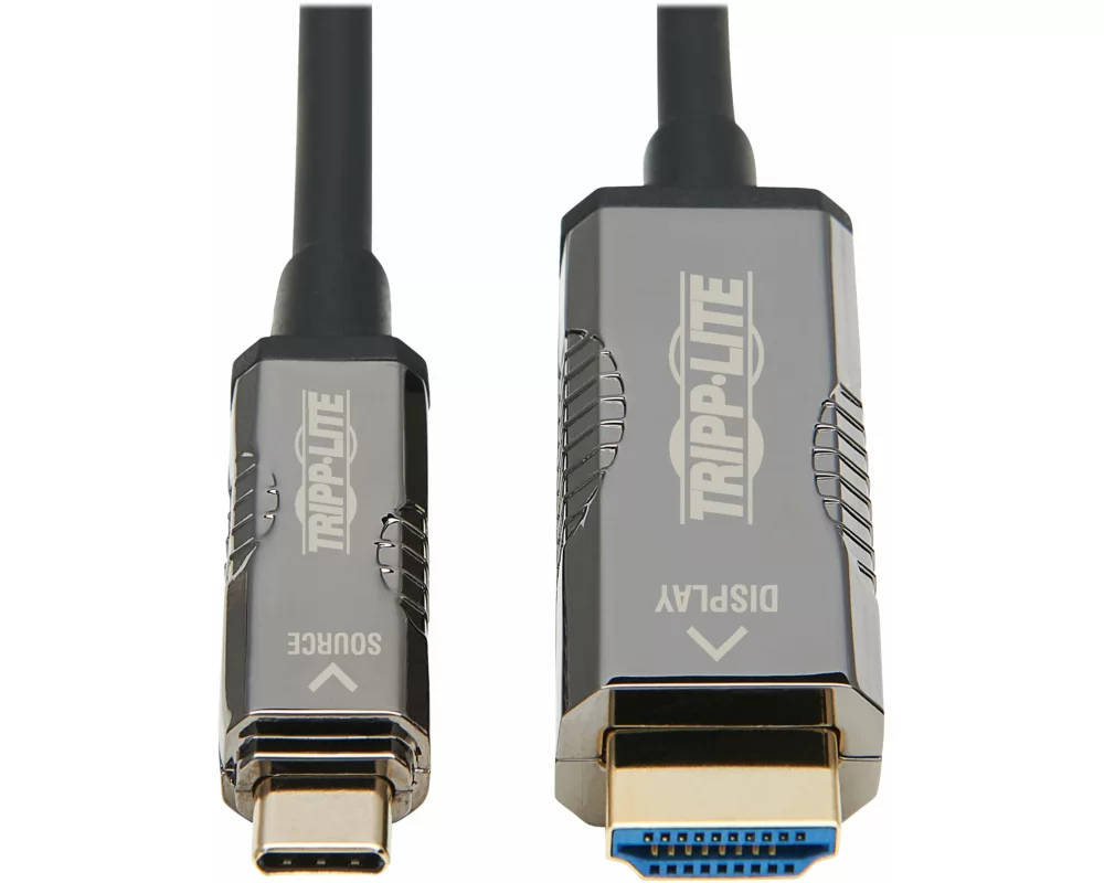 EATON TRIPPLITE High-Speed, USB-C to HDMI, Fiber Active Optical Cable, AOC - UHD, 4K, 60Hz, HDR, CL3 Rated, Black, 10m