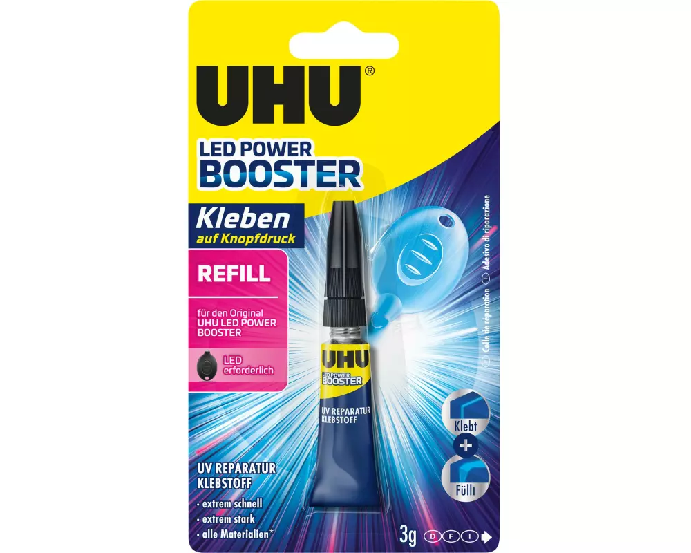 UHU Sekundenkleber Led Power Booster Refill 3 ml, Transparent