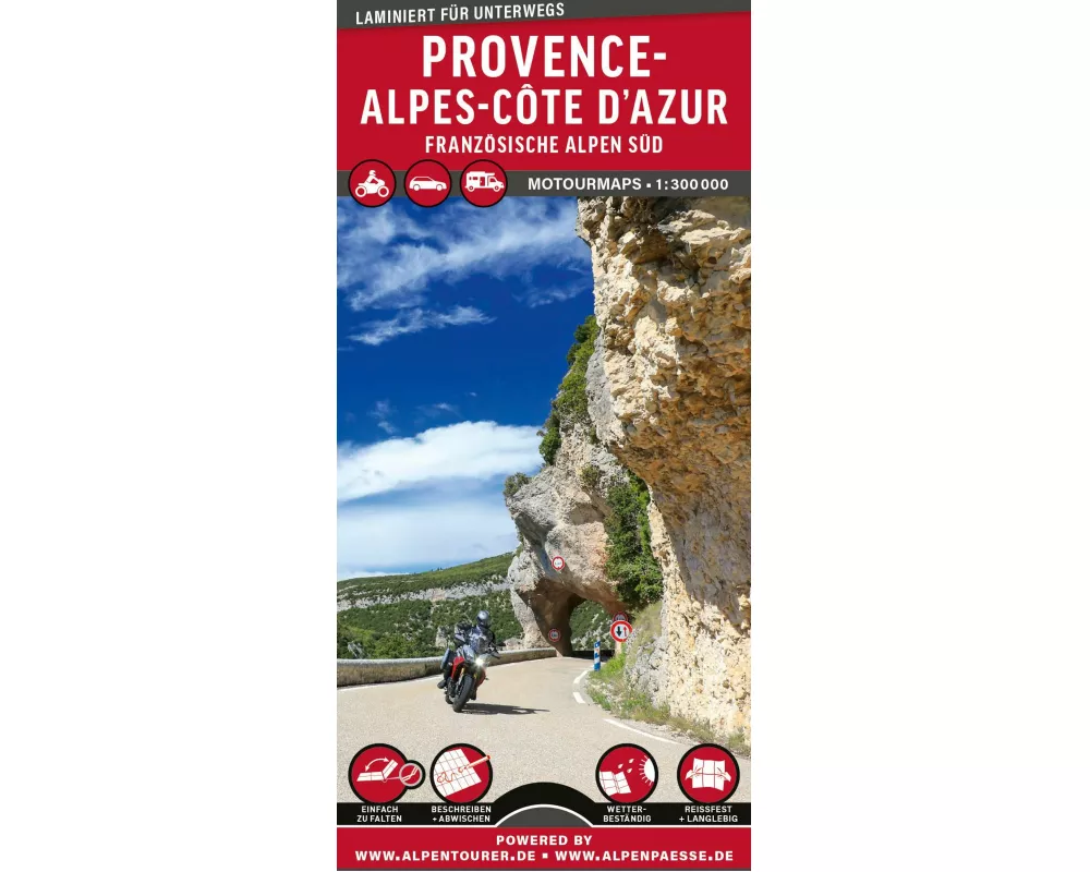 MoTourMaps Provence-Alpes-Côte d'Azur (Französische Alpen Süd) Auto- und Motorradkarte 1:300.000