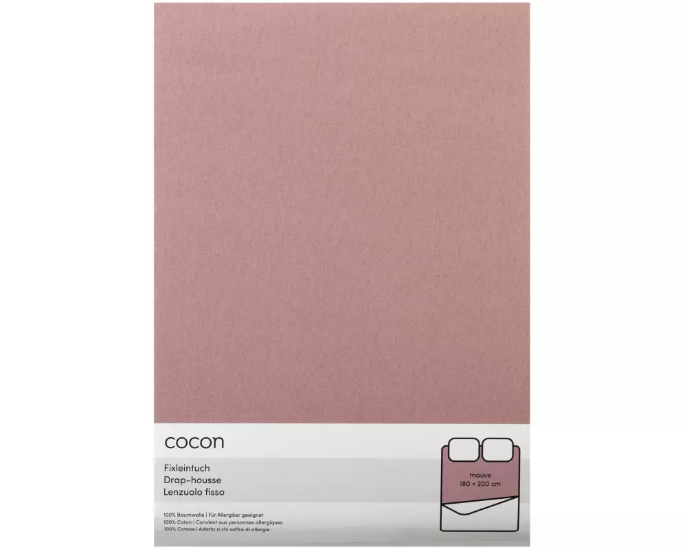 COCON Fixleintuch Jersey 180-200 x 200 cm, Mauve