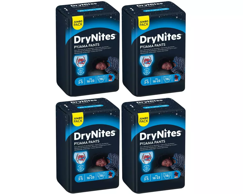 Huggies Nachtwindeln DryNites Boy 3-5 Jahre Grösse S, 4x 16 Stk.