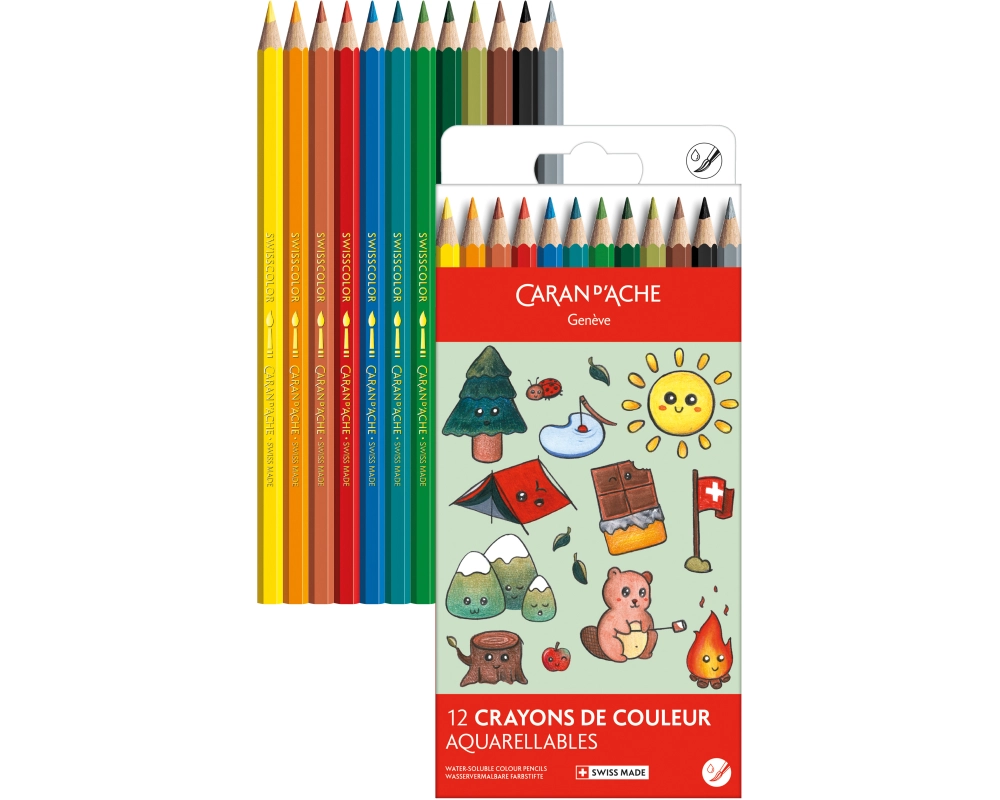 CARAN D'ACHE Farbstifte Swisscolor 1285.804 Kawaii Swiss Mountain 12 Stk.
