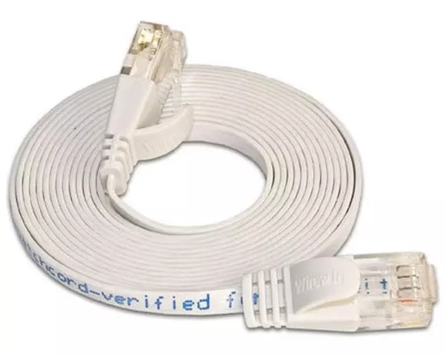 SLIM Slimpatchkabel RJ-45 - RJ-45, Cat 6, UTP, 20 m, Weiss